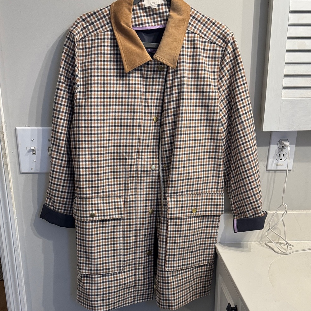 LOFT Checkered Trench Coat